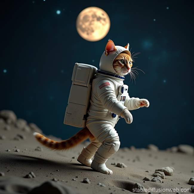 ilustración de stable difusion de gato en la luna