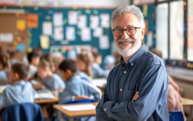 un maestro en un aula